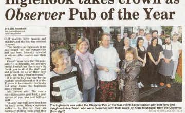 Inglenook takes Observer Pub of the Year Crown 2015!